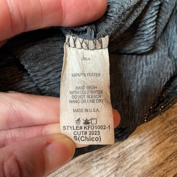 Loila Asymmetrical Sexy Glittery Blouse Top Shirt Gunmetal Gray S SM Small Light - Picture 9 of 11